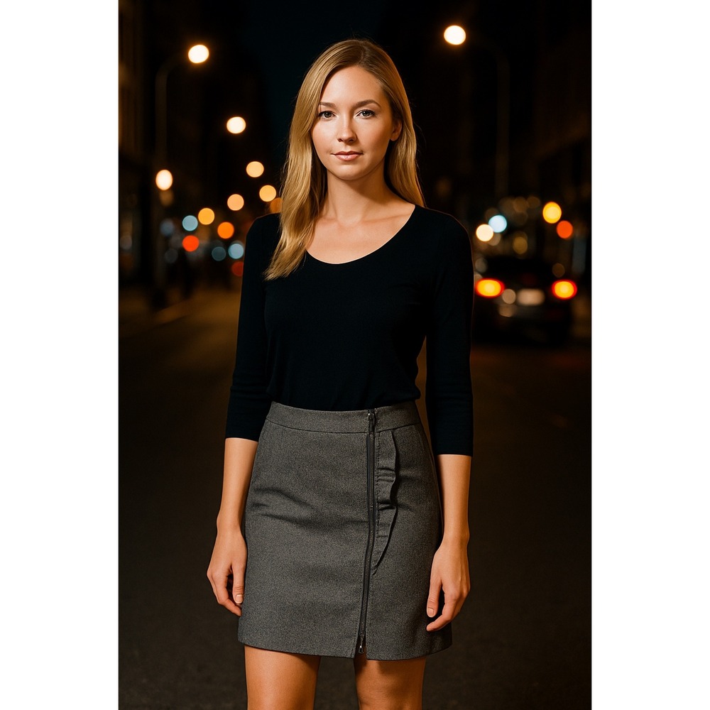 Banana Republic Wool Blend Ruffle‎ Zip Pencil Skirt Gray Size 6